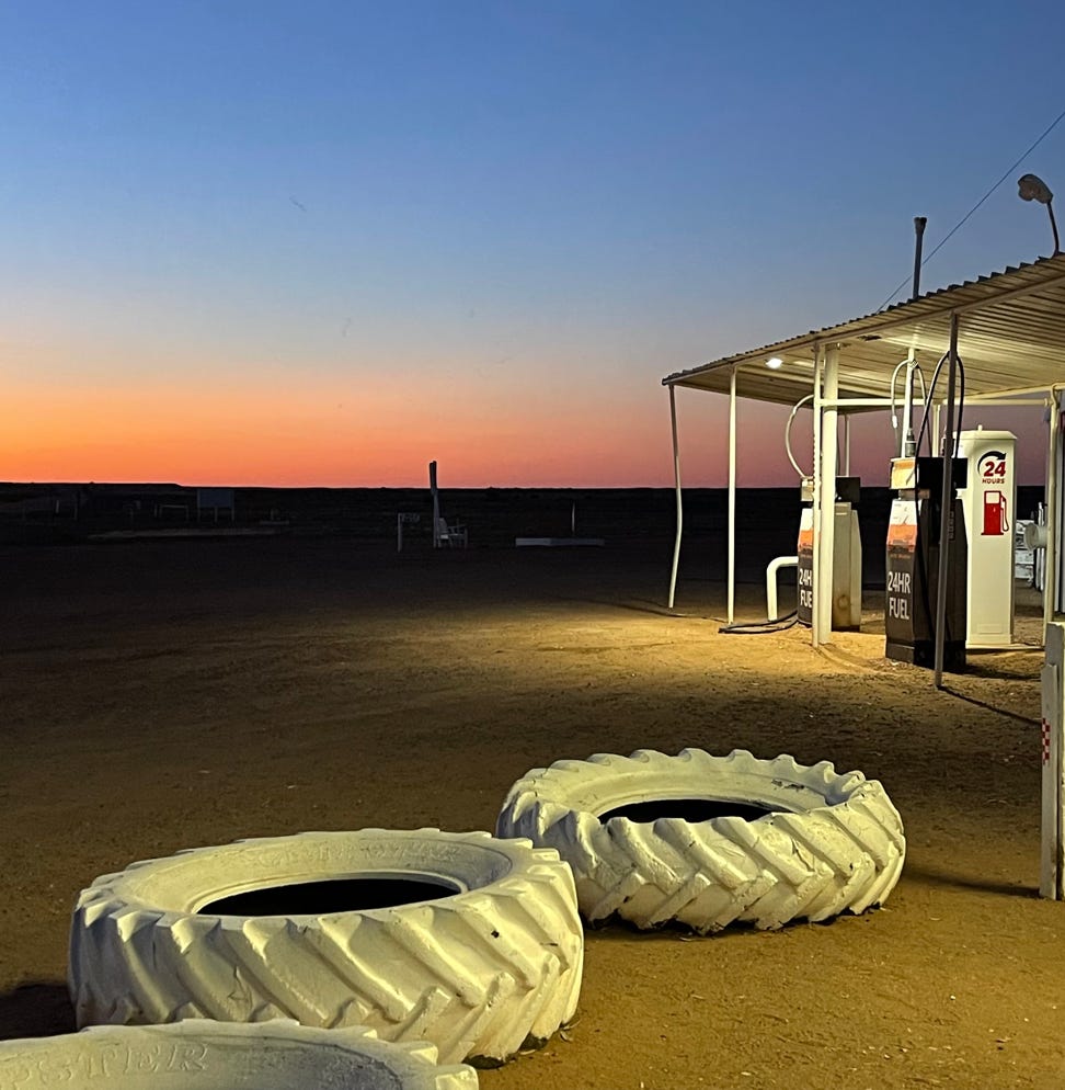 William Creek as the sun sets on a Lake Eyre and Coober Pedy tour
